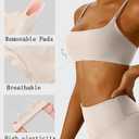Comper Women's Sports Bras Wirefree Racerback Workout Bras Sexy Thin Straps Yoga Sport Bras with Removable Pads (Beige, Large)