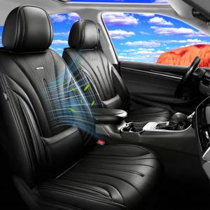 Fit HR-V Car Seat Covers (Full Set) for Select Honda HRV 2016-2025 2026 LX/EX/EXL/Sport, Premium Full Coverage Leather, Airbag Compatible, Breathable Waterproof Seat Protector, Black