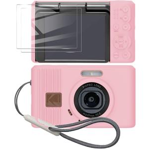 Silicone Case for kodak pixpro C1 Digital Camera with 2PCS Screen Protector and Lanyard - (Pink)