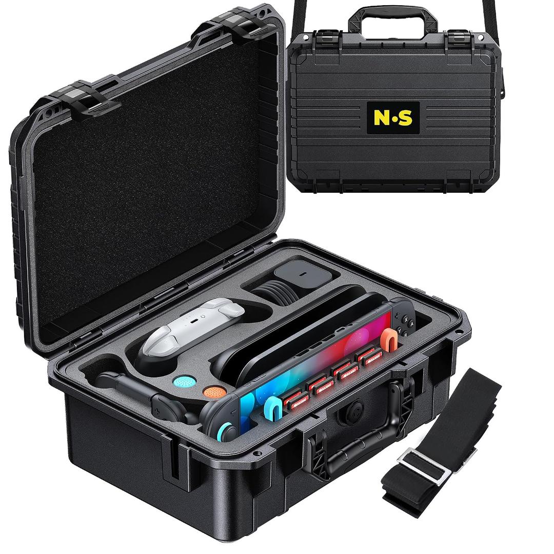 Upgrade Hard Carrying Case for Nintendo Switch 2/Switch 1 Console, FYOUNG Professional Deluxe IP67 Waterproof Bag, All in one Large Capacity Travel Case for Pro Controller&Accessories