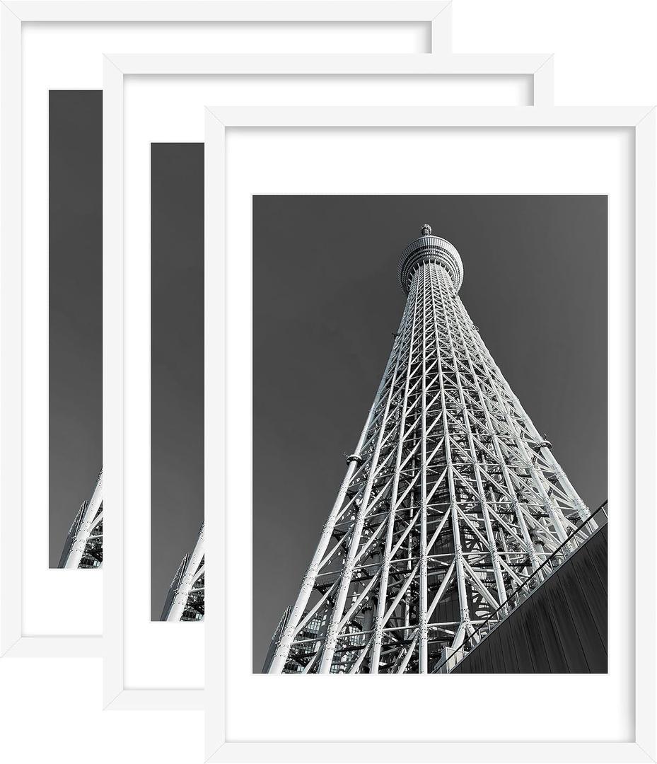 Abtgt 20x30 Frame Set of 3, Display Pictures 18x24 with Mat or 20x30 without Mat, Poster Frame for Vertical & Horizontal Wall Hanging Display, White