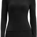 SUUKSESS Women 2 Piece Workout Set Tummy Control Legging Long Sleeve Workout Top (Large, Black)
