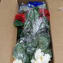 Hananona 12 Pcs Artificial Geranium Flowers for Outdoors Geranium Silk Red White Blue Flowers Outdoor UV Resistant Plants Faux Patriotic Flowers for 4th of July Home Decor (12, RedWhiteBlue)