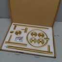 HOMOTEK 4 Pieces Bathroom Accessories Hardware Set, 24 inch Towel Bar, Towel Ring, Robe Hook, Toilet Paper Holder, Stainless Steel Rack Kit Wall Mounted, Gold (1 Pack)