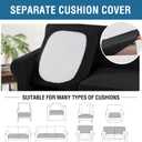 H.VERSAILTEX 4 Piece Stretch Sofa Covers for 3 Cushion Couch Covers for Living Room Furniture Slipcovers (Base Cover Plus 3 Seat Cushion Covers) Upgraded Thicker Jacquard Fabric (Large, Black)