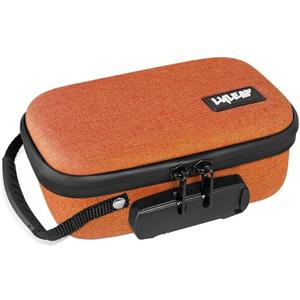 Smell Proof Bag Containers with Lock, Small Stash Box, Portable Hard Body Case (7Inch Orange)