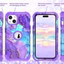 Hocase for iPhone 15 Plus Case, Heavy Duty Shockproof Protection Soft Silicone Rubber Bumper+Hard Plastic Hybrid Protective Case for iPhone 15 Plus 6.7" 2023 - When Purple Meets Blue