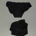 Women's Period Underwear Seamless No Show Invisible Lace Leakproof Menstrual Bikini Panties 3-Pack (Black Truffle)