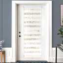 LazBlinds Cordless French Door Blinds, No Drill Roll Up Zebra Blinds for Doors, Light Control Day and Night Sheer Shades for Front Door Patio Sidelight Glass Door, 27.8'' W x 78'' L, White