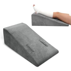 Leg Elevation Pillow, Trapezoidal Foot Elevation Pillow for Elevation for Swelling, Blood Circulation Support with Handle and Removable Cover (Grey)