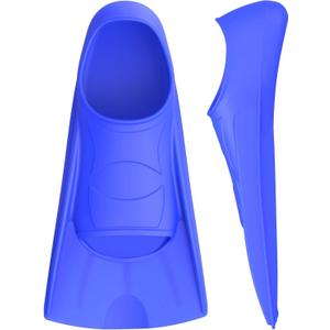 Gintenco Swim Fins, Kids Swim Training Fins for Lap Swimming, Travel Size Flippers with Mesh Bag, Silicone Swimming Fins for Kids Teens Adults Women Men (XS(Jr 13-1.5), Navy Blue)