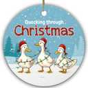 Funny Duck Christmas Ornament - Quacking Through Gift for Duck Lovers - Cute Farm Animal Tree Decoration - Country Xmas Dcor - Ceramic Ornament for Men, Women, Farmers, Homesteaders