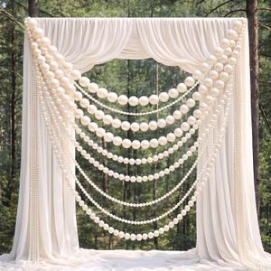 8 Pcs Giant Pearl Garland, Faux Pearl Chain Wedding Arch Decor, White