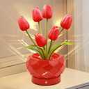 Birthday Gifts for Women,Tulips Flower Touch Lamp,Rechargeable Cordless Lamps 3-Colour Dimming Small Night Light for Festival,Restaurant,Bedroom,Office Home Decor Gifts for Mom