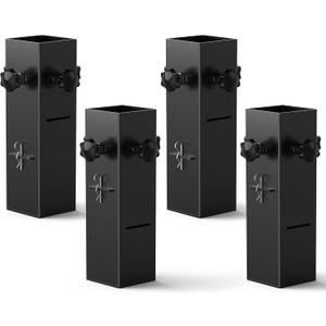 College Dorm Bed Risers 3.15" Diameter Carbon Steel Metal Bed Riser Square Tall Bed Riser for Wooden Bed Frame Table Adjustable Height 3.2" or 5.1", Supports up to 10,000 lbs