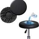 Shukii Stool Covers -PU Bar Stool Slipcover with Elastic, Waterproof, Round Seat Covers (2 Pack)