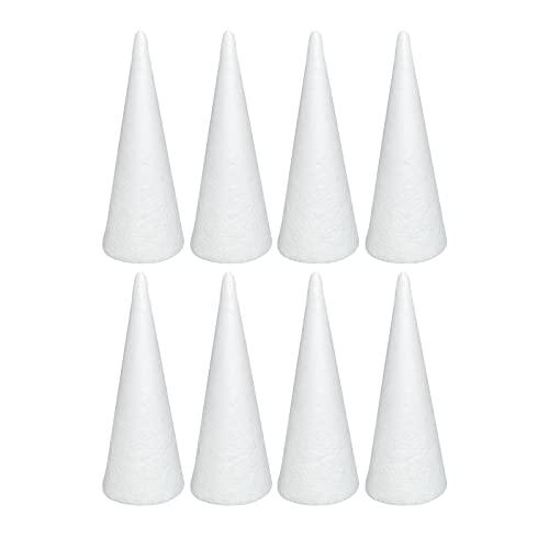 Crafjie Foam Cones for DIY Arts and Crafts (3.75 x 9.7 in, 7 Pack), White Polystyrene Foam Cones Christmas Tree Craft Supplies, for DIY Home Craft Project, Christmas Tree, Table Centerpiece