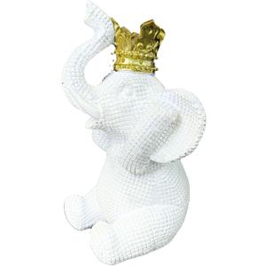 Elephant Statue for Home Decor White and Gold Crown Elephant Decoration Elephant Gifts for Women See No Evil Elephant Statue for Living Room and Office Decor