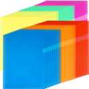 KTRIO Clear Plastic Folders Sleeves 48 Pack, 6 Assorted Colors, Documents Project Pockets for Letter Size 8.5x11 Paper, L-Shaped File Jackets, Acid-Free Poly Plastic