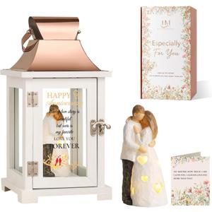 Happy Anniversary Gifts for Men, Women, Anniversary Lantern with Couple Hand-Painted Figure, Anniversary Gift for Couple, Him, Her, Wife, Husband, 1st, 5th, 10th, 25th, 50th Anniversary