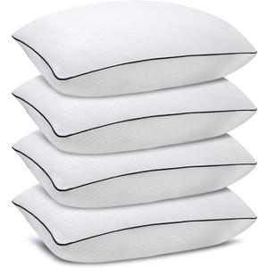 Standard Size Bed Pillows for Sleeping 4 Pack,Luxury Hotel Pillows,Comfortable and Supportive,Machine Washable,Suitable for Stomach,Back and Side Sleepers. (White)