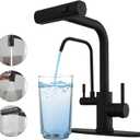 Black Kitchen Faucets with Water Filter and Pull Down Sprayer,Waterfall Kitchen Sink Faucet,Two Handle Sink Faucet with Pull Down Sprayer for 3 Function,Faucets Without Water Filtration Device