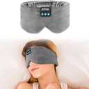 Sleep Eye Mask with Bluetooth Headphones, SYPVRY Wireless Headphones Bluetooth Silk Sleep Mask Blackout Blindfold, Bluetooth Eye Mask for Sleeping with Microphone (Grey)