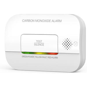 Carbon Monoxide Detector, 7 Year Sensor Life CO Detector with Battery Warning Indicator and Test Button, 85 dB, for Ceiling and Wall Mounting, White (1 Pack)
