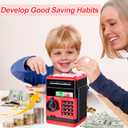Refasy Piggy Bank Cash Coin Can ATM Bank Electronic Coin Money Bank for Kids Age 3-12, Money Savings Box Mini ATM Coin Bank Toys Gifts for 3 4 5 6 7 8 9 10 11 12 Year Old Boys Girls (Red)
