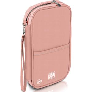 BOACAY Travel Document Organizer with RFID, Family Passport Holder, Wallet for Women & Men, Portable & Waterproof Case for Cards, Boarding Pass, Money (One Size, Dusty Rose)