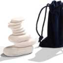 Massage Body Massage 9 Piece Marble Cold Stone Set, for Spa, Massage Therapy, Storage Velvet Bag Included