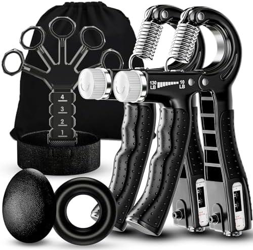 ACOTANT Grip Strength Trainer(5 Pack) with Finger Exerciser, Hand Grip Strengthener, Finger Stretcher,Grip Ring & Stress Relief Ball for Muscle Building and Injury Recover with Carry Bag