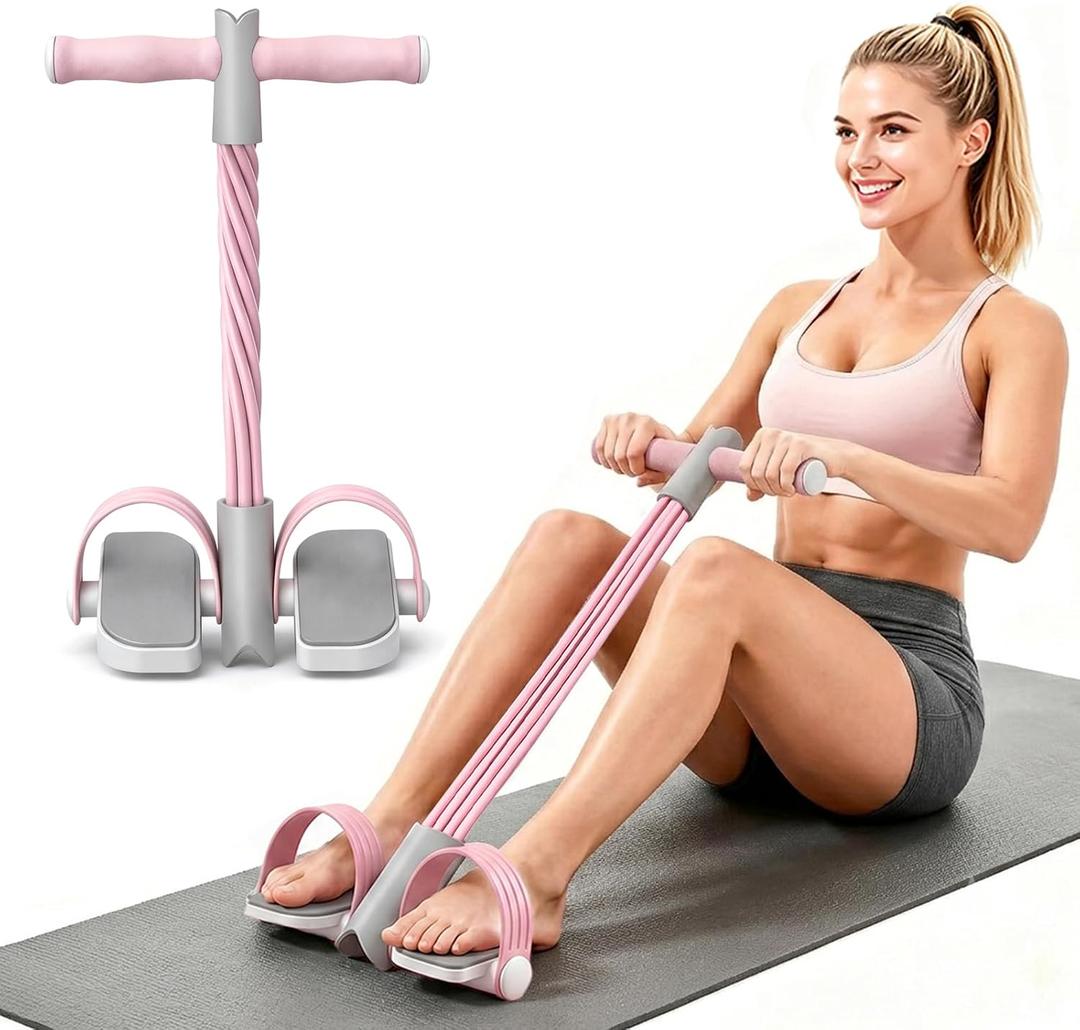 Upgraded Foot Pedal Resistance Band with Handle, 6-Tube Elastic Resistance Bands for Home Workout, Multifunction Exercise Equipment for Abdomen, Core/ABS, Waist, Arm, Leg