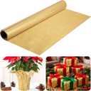 Iceyyyy 10 Yard Christmas Plant Pot Floral Foil, Matte Texture Floral Foil Plant Pot Covers, Golden Florals Foils Wrapping Paper for Home Garden Pots Vases DIY Decoration