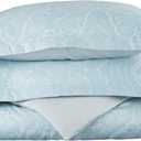 Superior Italian Paisley Cotton Blend 600 Thread Count Duvet Cover Set, Oversized Comforter Cover, Floral Bedding Essentials, Button Closure, Includes 1 Duvet Cover, 2 Pillow Shams, Full/Queen, Blue