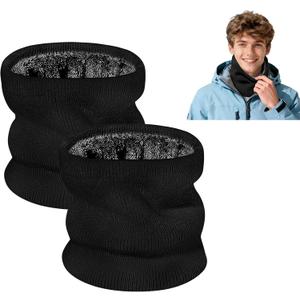 Winter Neck Warmer Gaiter: Windproof Thick Fleece Lined Warm Neck Scarf for Skiing Cycling Snowboarding for Men Women (Black)