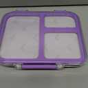 BABHAMNESS Stainless Steel Bento Lunch Box for Kids Adults, 3 Compartments Metal Bento Box with Transparent Lid & Silicone Container for Kids,Dishwasher-Safe,School & Travel,BPA-Free(Purple)