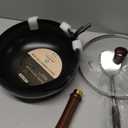 Carbon Steel Wok Pan, 9.5" Woks & Stir-Fry Pans with Glass Lid Cookwares, Nonstick Wok Flat Bottom Small Handmade Chinese Wok For for All Stoves