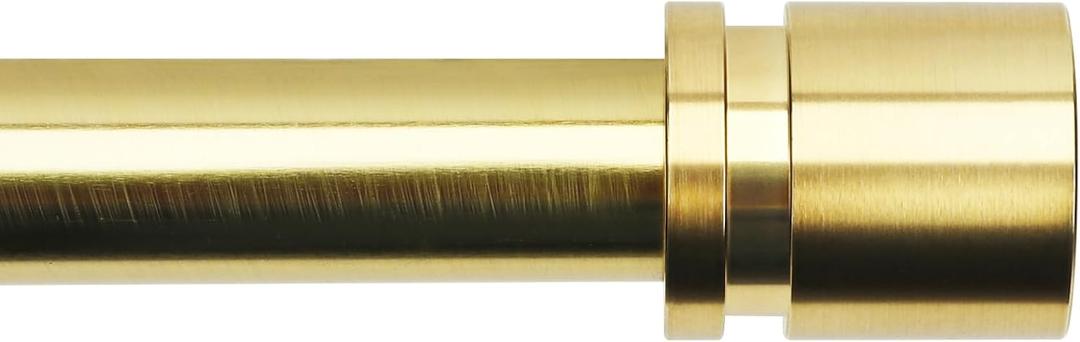 Byondeth Curtain Rods for Windows 16 to 144 Inches Adjustable Length 1 Inch Diameter Window Curtain Rod with Aluminum Finials, Gold