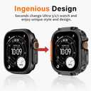 Amizee 2 in 1 Metal Armor Case for Apple Watch Ultra 3/2/1 49mm with Back Cover, Military Grade Protection Rugged Protective Bumper Cover for iWatch 49mm, Black/Orange