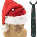 Hat Men 1989s Vacation movie Costume Accessory Tie Santa Hat Set for Holiday Party (Red)