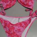 ZAFUL Women's 2 Piece Floral Print Swimsuit Triangle String High Cut Bikini Sets Bathing Suit (Large, 1-rose Red)