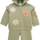 Little Me Clothes for Baby Girls' 2Pc Hoodie and Matching Pant Set, 12 Months to 4 Toddler (Tea Flower)
