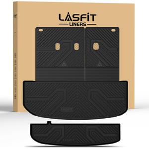 LASFIT Cargo Trunk Mat & Backrest Mats for Hyundai Palisade 2025 2024 2023 2022 2021 2020 All Weather TPE Custom Fit Car Trunk Mats Cargo Liner & Seatback Mats Accessoires, Black