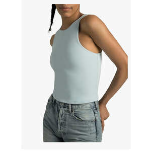 Colorfulkoala Women's High Neck Tank Tops Body Contour Sleeveless Crop Double Lined Yoga Shirts XS