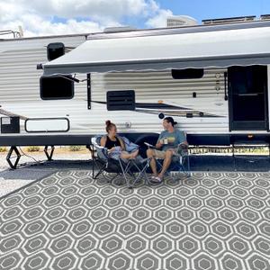 fifame Outdoor Camping Rugs, 9x18 Outdoor Rug Patios Clearance Plastic Straw Rug Weatherproof Reversible Mats, Large Floor Mat for Outdoors, RV, Patio, Backyard, Deck, Picnic, Beach, Trailer, Camping