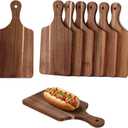 6PC Wood Cutting Board Thicken Chopping Platter Personal Charcuterie Boards Mini Charcuterie Accessories Cheese Board with Handles Wooden Serving Plate Acacia