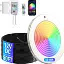 Smart LED Pool Lights for Inground Pool, Wall Mounted, 54W 12V, 10 Inch, 50FT Cord, Remote & App Control, Underwater Swimming Pool Light Fixture for Large Wet Niches