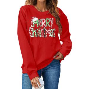 Christmas Sweatshirt for Women Merry Christmas Shirt Xmas Tree Long Sleeve Vacation Pullover Christian Tops Beige (Medium, Red)
