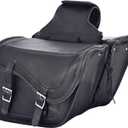 Dream Apparel Naked Cowhide Leather Motorcycle Saddle Bags Studded Throw Over Saddlebags, Motorcycle Side Bags for Honda Shadow Sportster Softail Dyna V-star (Black, No Studs)